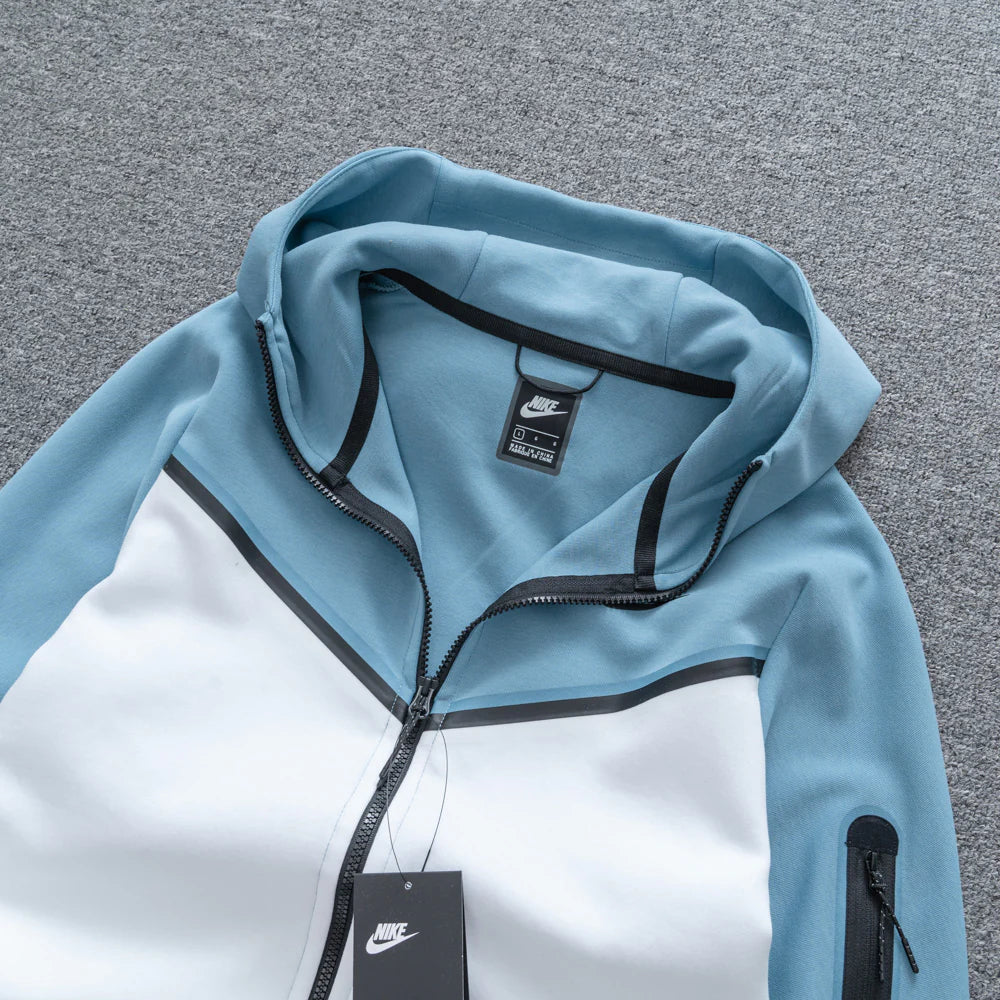 Jaqueta NK Tech Fleece Azul e Branco